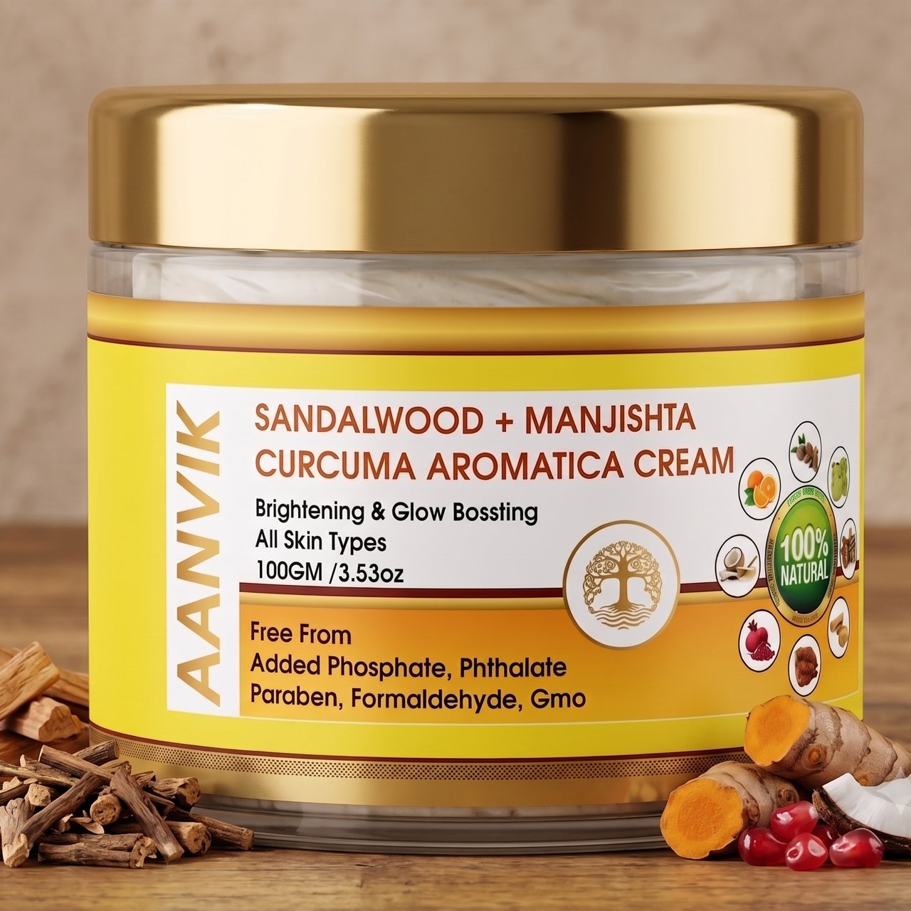 Sandalwood Manjistha Curcuma Aromatica Cream 100gms - Image 3